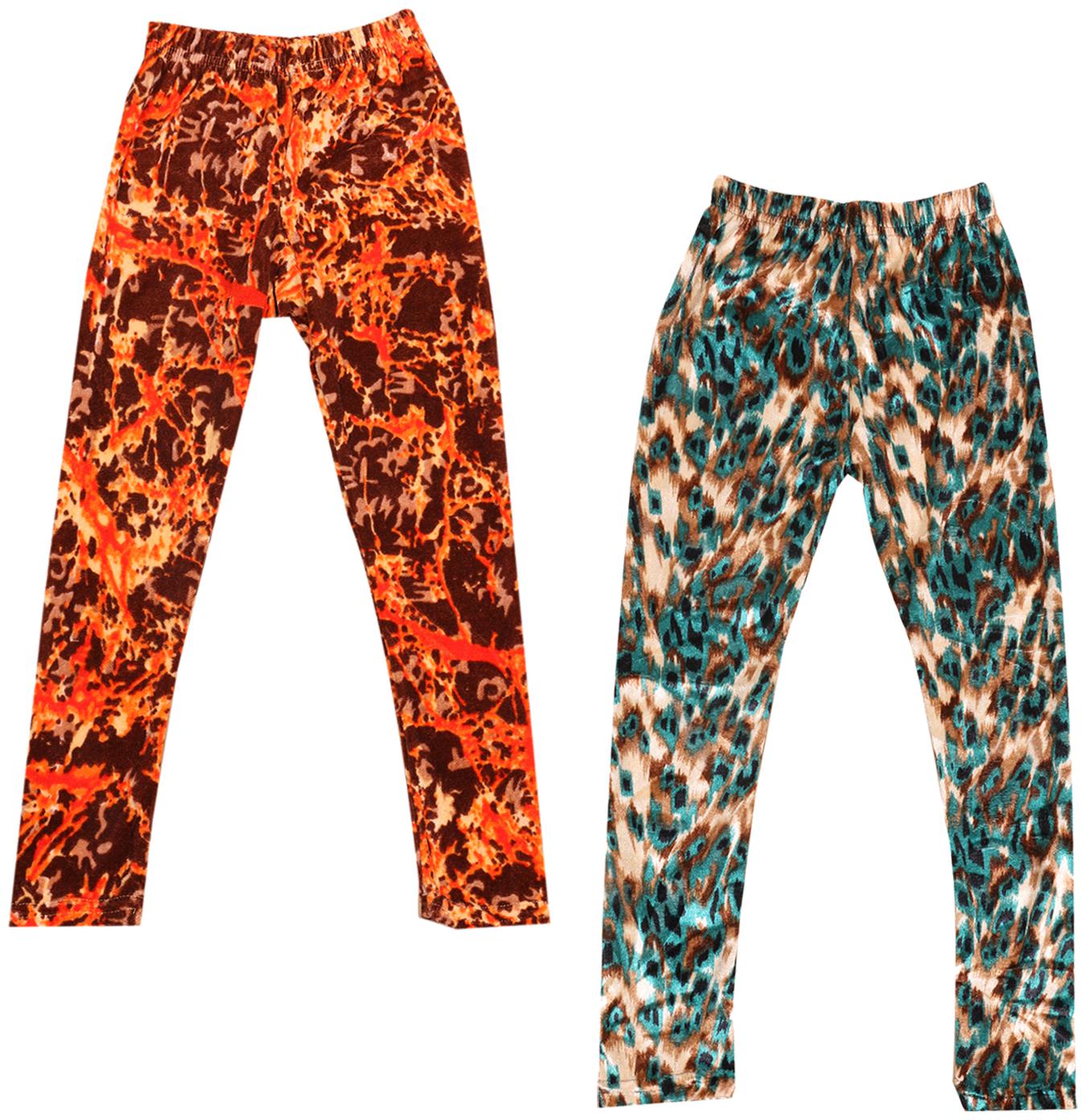 

IndiWeaves Girls Velvet Printed Leggings Pack of 2