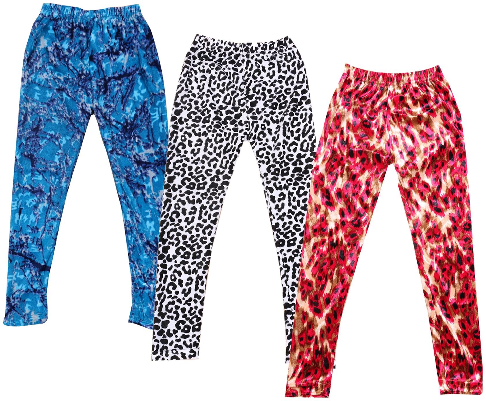 

IndiWeaves Girls Velvet Printed Leggings Pack of 3