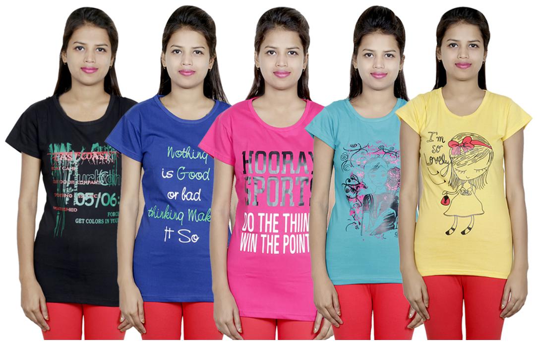 

IndiWeaves Girls Cotton T-Shirt(Pack Of 5 T-Shirt) Combo Offer