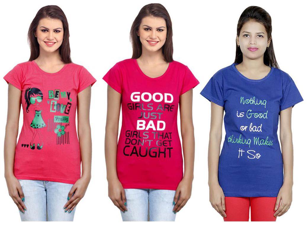 

IndiWeaves Girls Cotton T-Shirt Pack of -3