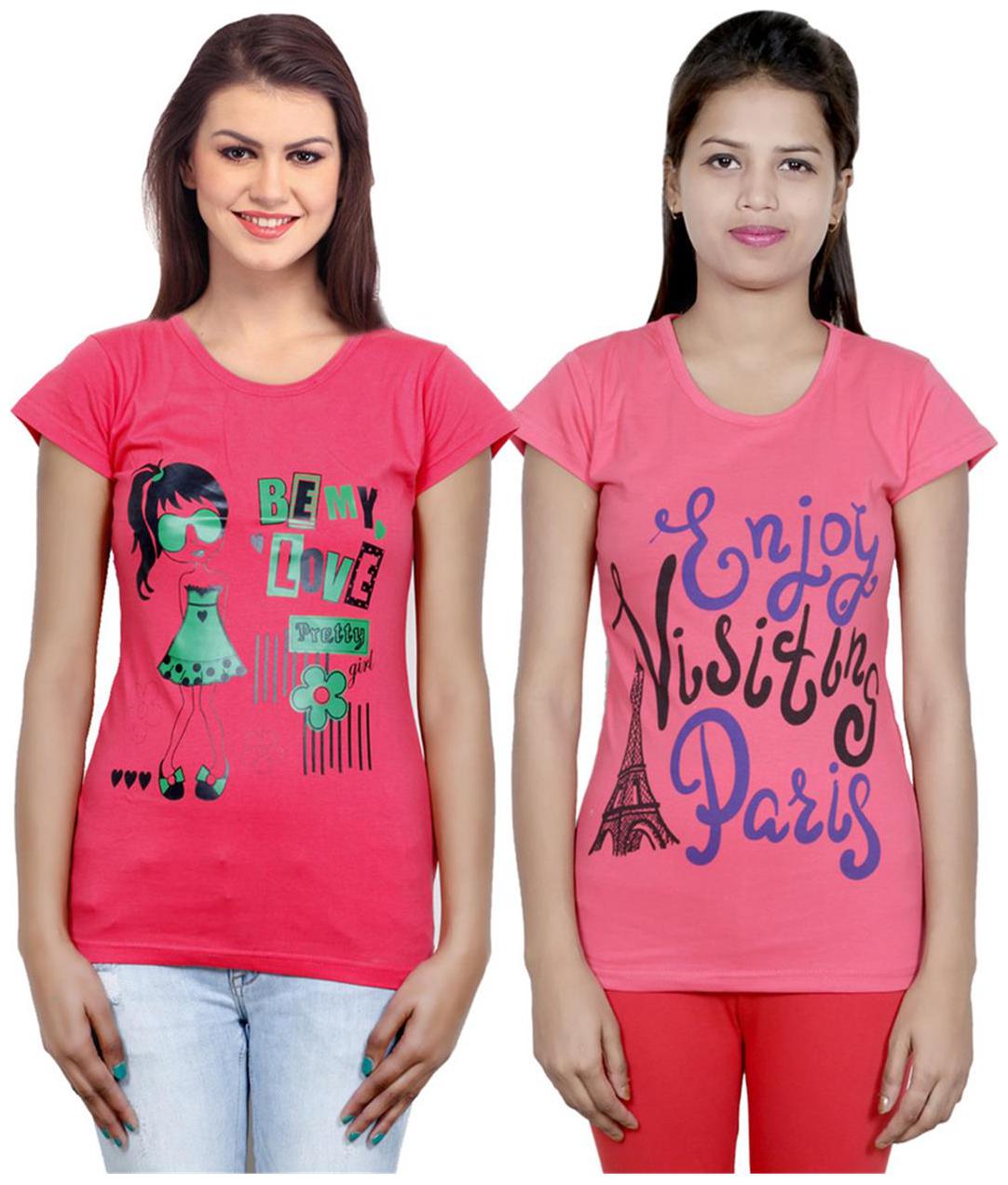 

IndiWeaves Girls Cotton T-Shirt Pack of -2