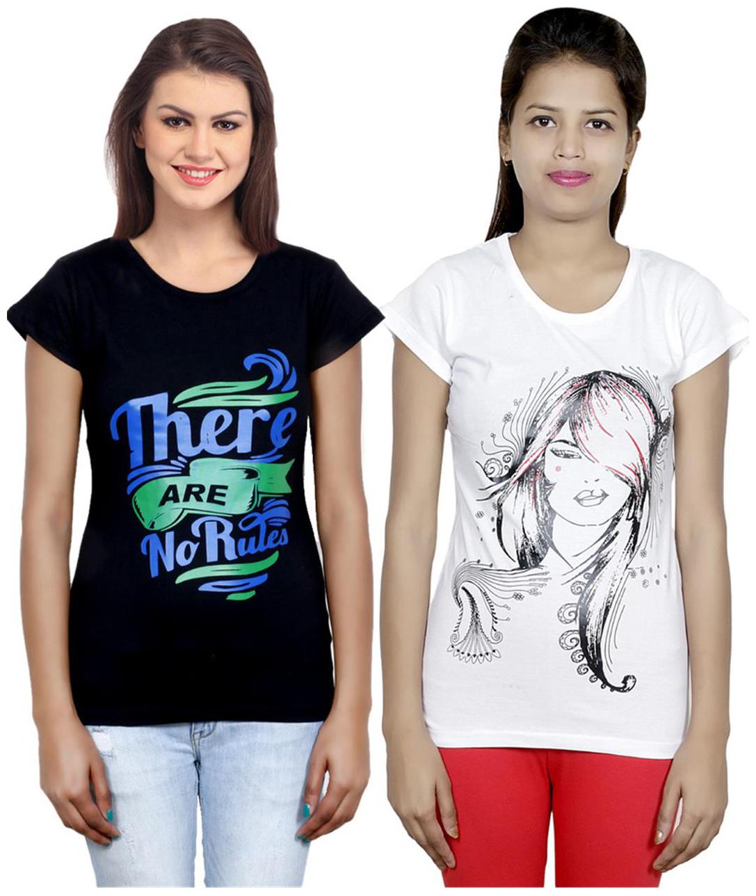

IndiWeaves Girls Cotton T-Shirt Pack of -2