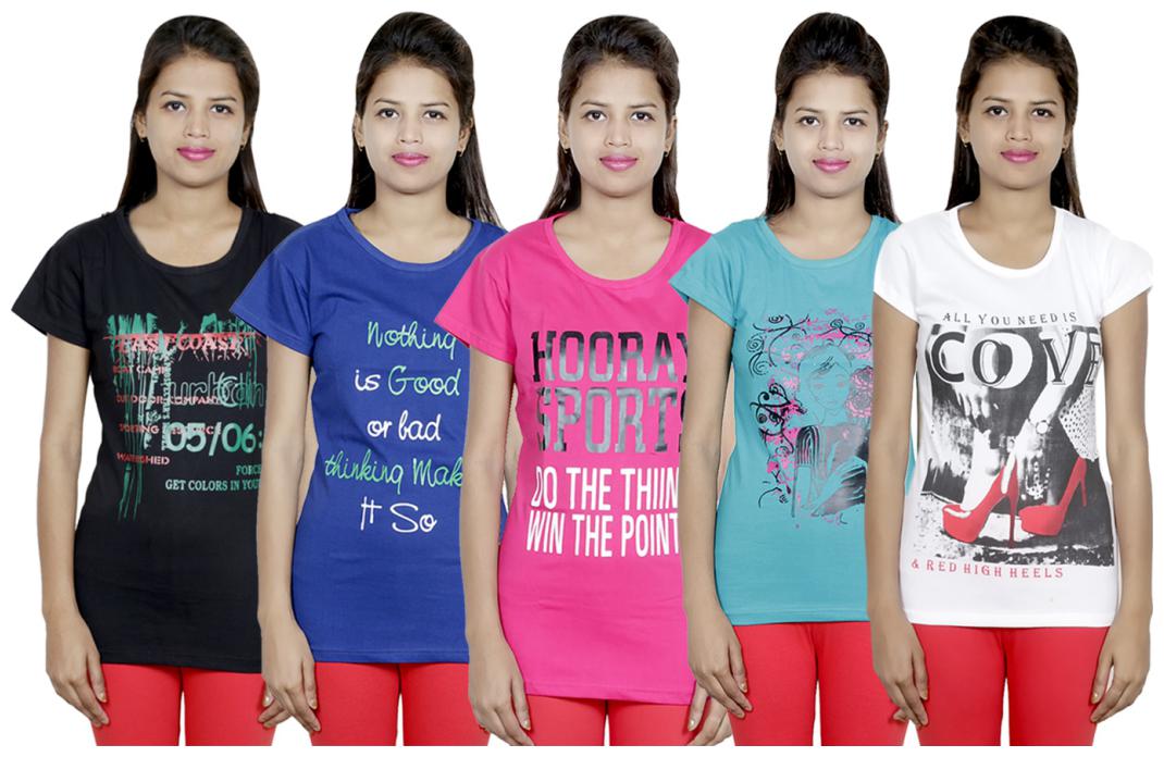 

IndiWeaves Girls Cotton T-Shirt(Pack Of 5 T-Shirt) Combo Offer