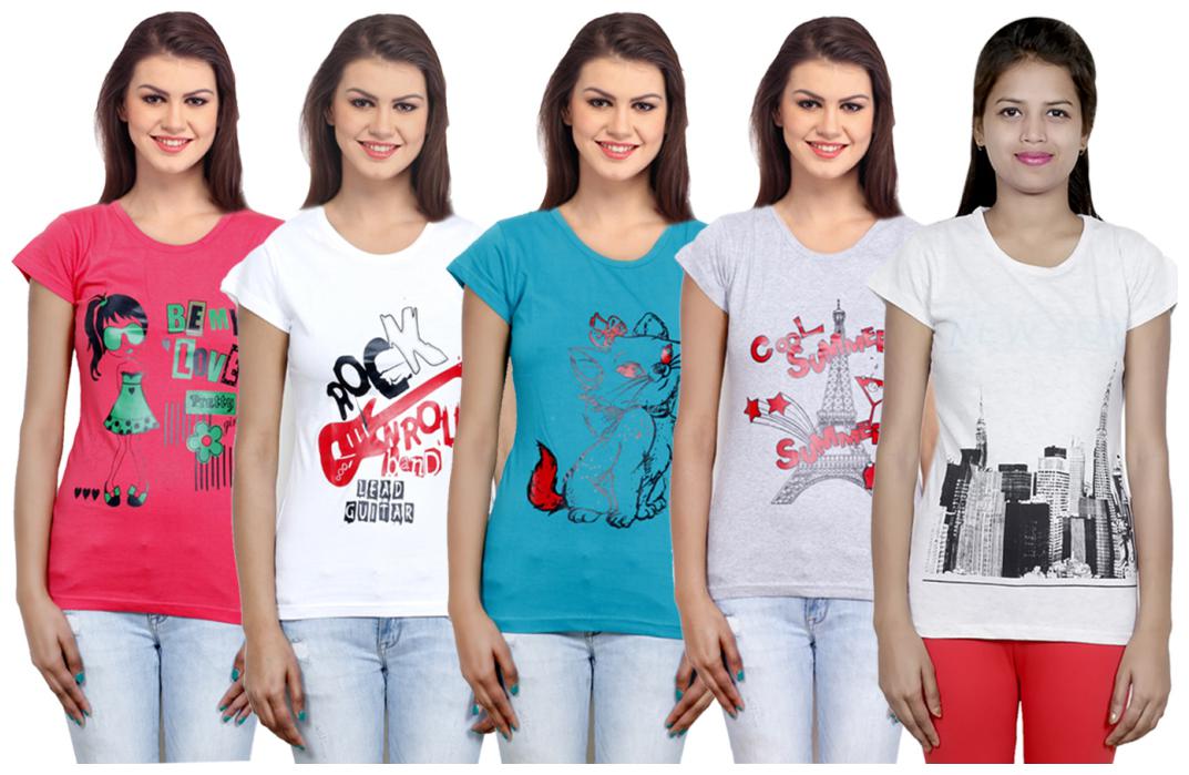 

IndiWeaves Girls Cotton T-Shirt(Pack Of 5 T-Shirt) Combo Offer