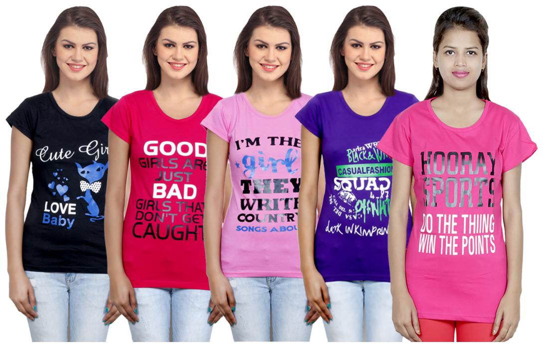 

IndiWeaves Girls Cotton T-Shirt(Pack Of 5 T-Shirt) Combo Offer