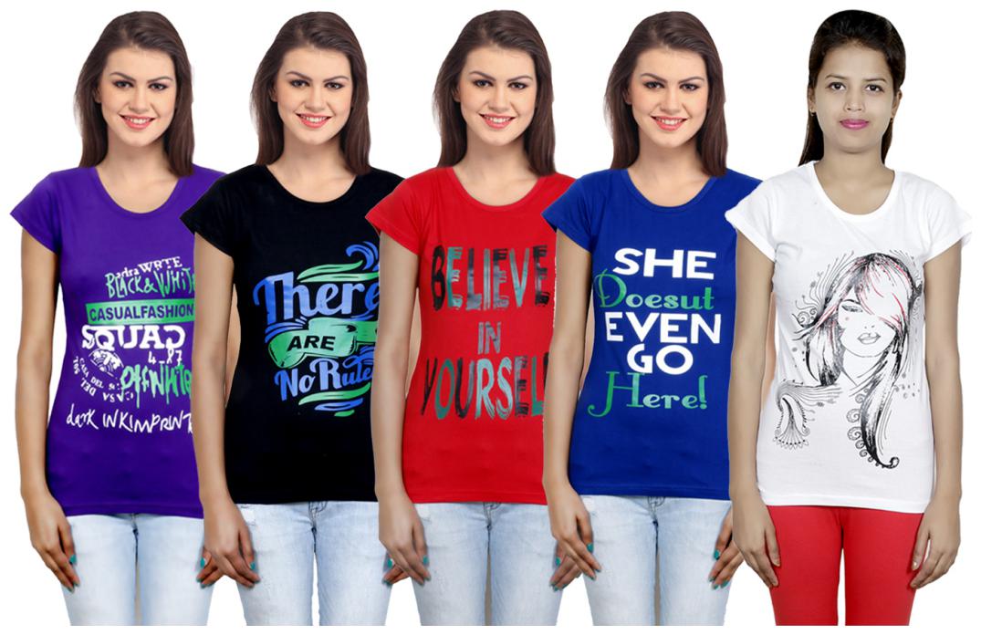 

IndiWeaves Girls Cotton T-Shirt(Pack Of 5 T-Shirt) Combo Offer