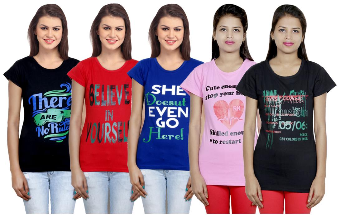 

IndiWeaves Girls Cotton T-Shirt(Pack Of 5 T-Shirt) Combo Offer