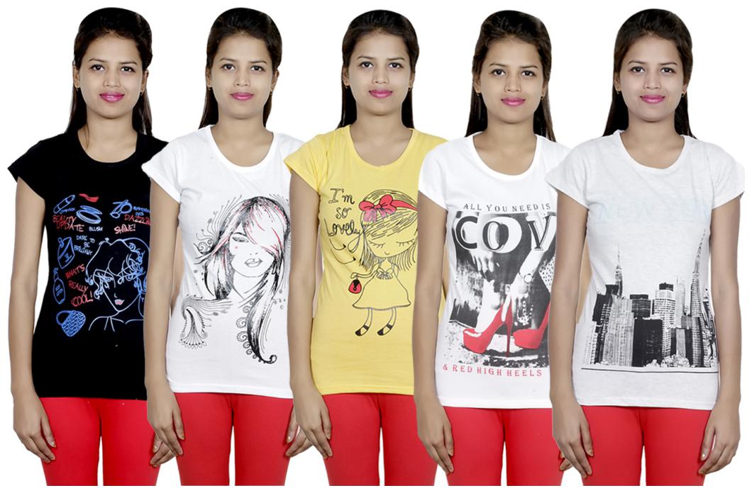 

IndiWeaves Girls Cotton T-Shirt(Pack Of 5 T-Shirt) Combo Offer