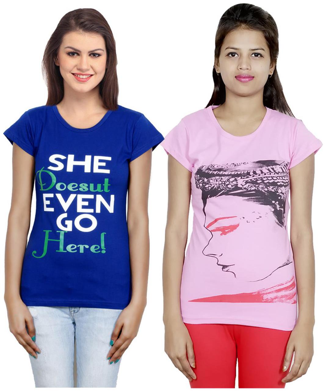 

IndiWeaves Girls Cotton T-Shirt Pack of -2