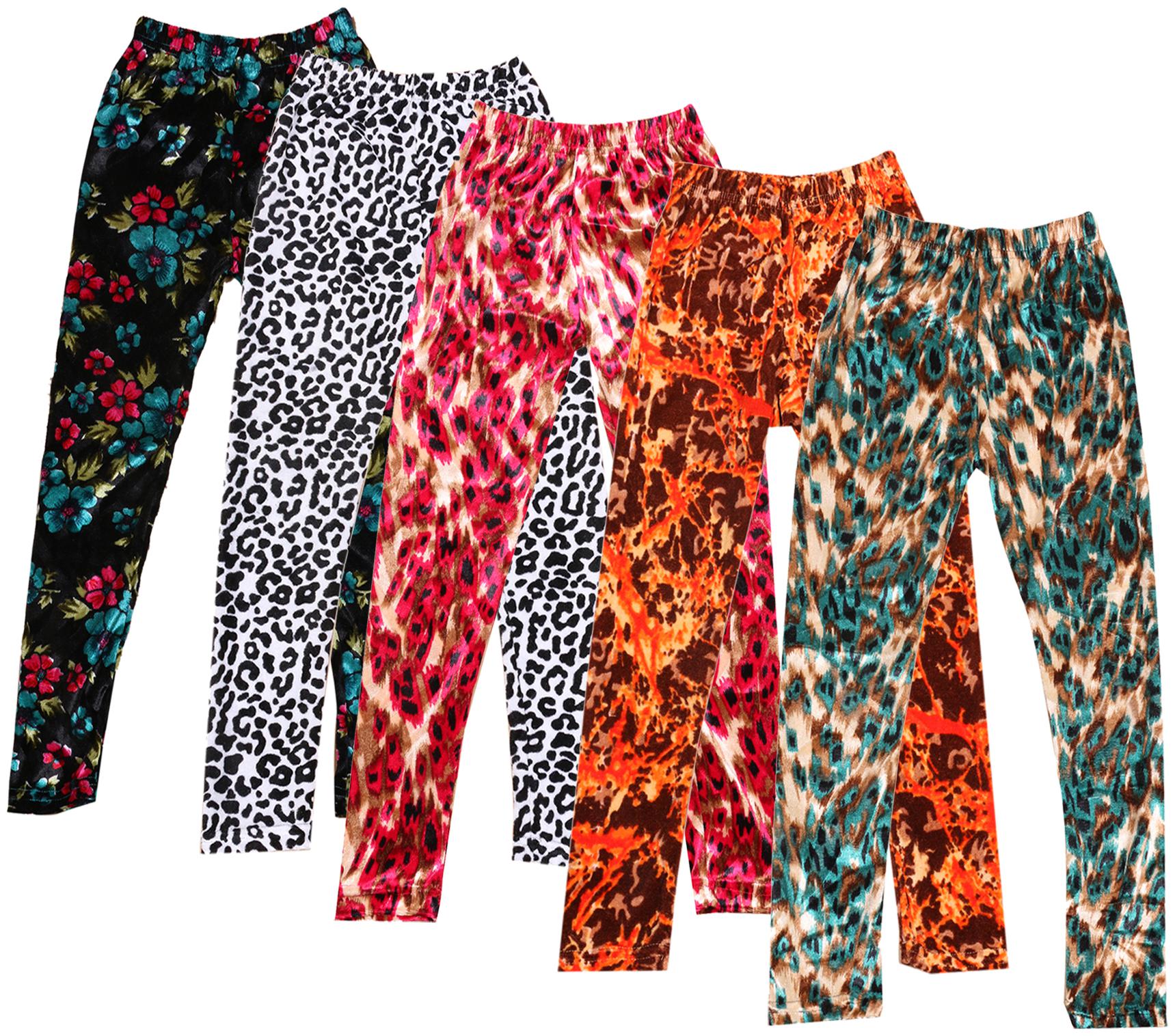 

IndiWeaves Girls Velvet Printed Leggings Pack of 5