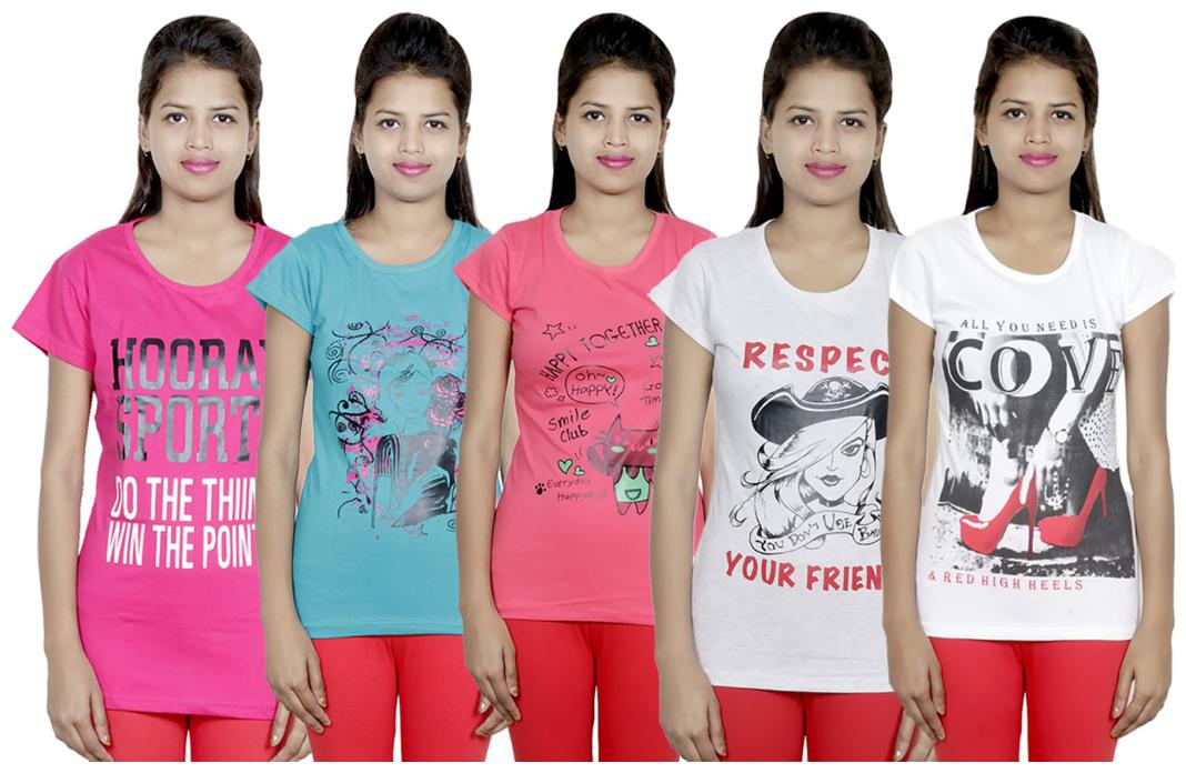 

IndiWeaves Girls Cotton T-Shirt(Pack Of 5 T-Shirt) Combo Offer