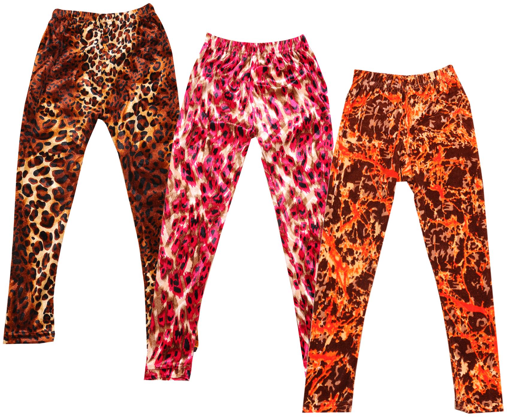 

IndiWeaves Girls Velvet Printed Leggings Pack of 3