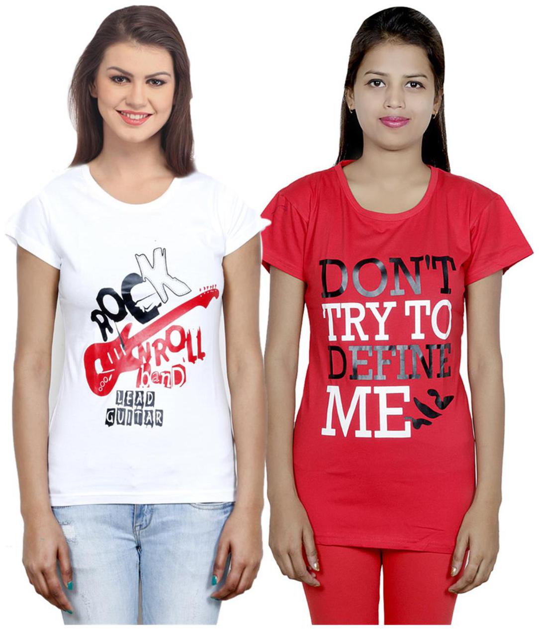 

IndiWeaves Girls Cotton T-Shirt Pack of -2