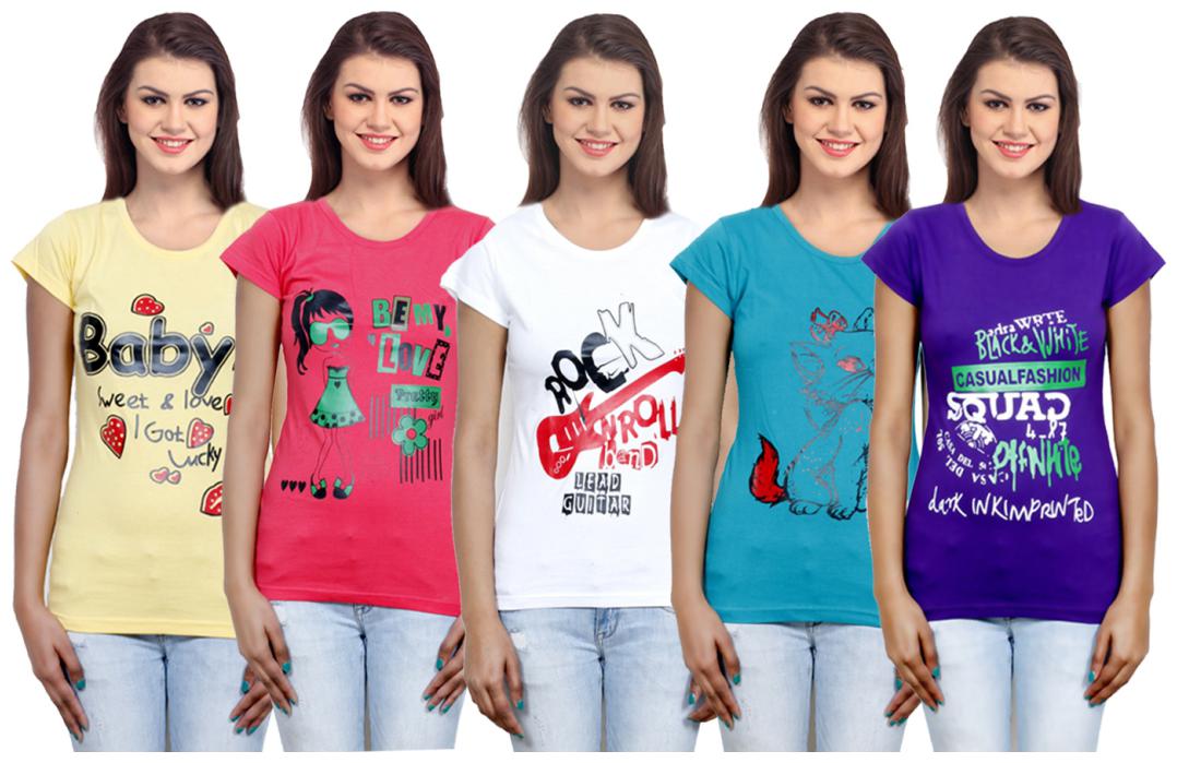 

IndiWeaves Girls Cotton T-Shirt(Pack Of 5 T-Shirt) Combo Offer