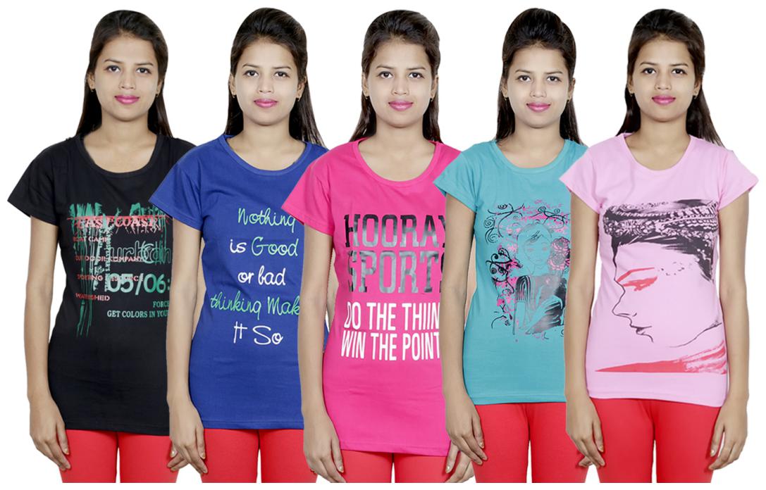 

IndiWeaves Girls Cotton T-Shirt(Pack Of 5 T-Shirt) Combo Offer