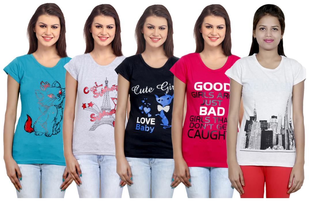 

IndiWeaves Girls Cotton T-Shirt(Pack Of 5 T-Shirt) Combo Offer
