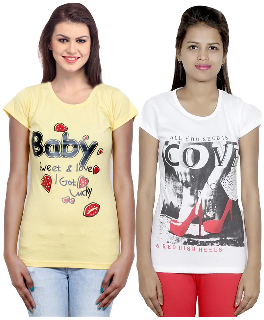 

IndiWeaves Girls Cotton T-Shirt Pack of -2