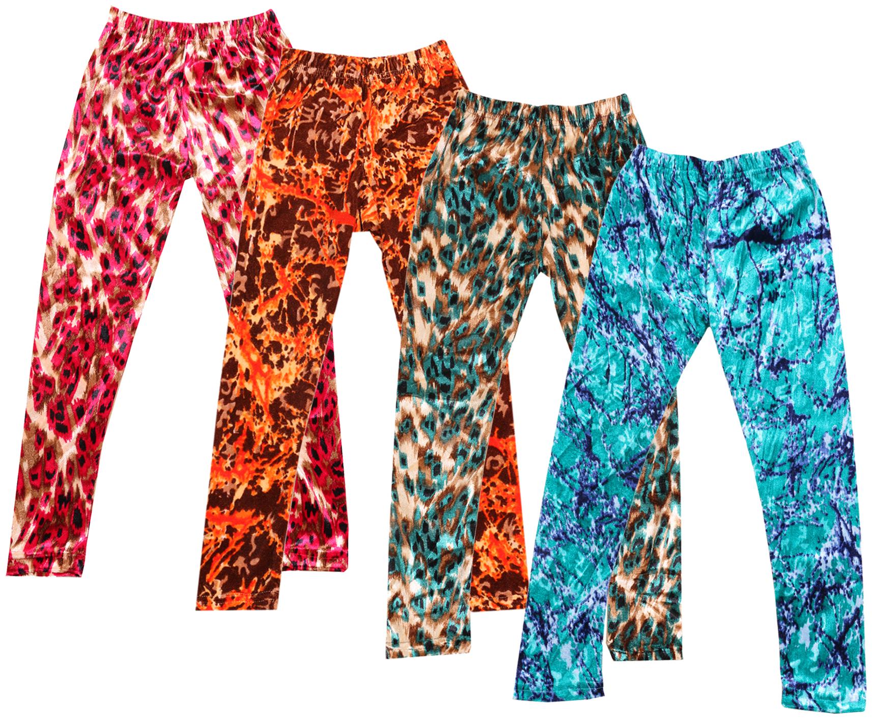

IndiWeaves Girls Velvet Printed Leggings Pack of 4