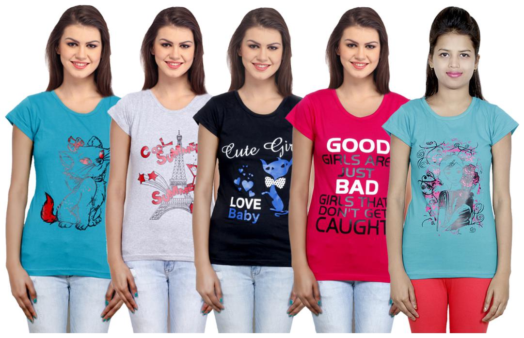

IndiWeaves Girls Cotton T-Shirt(Pack Of 5 T-Shirt) Combo Offer