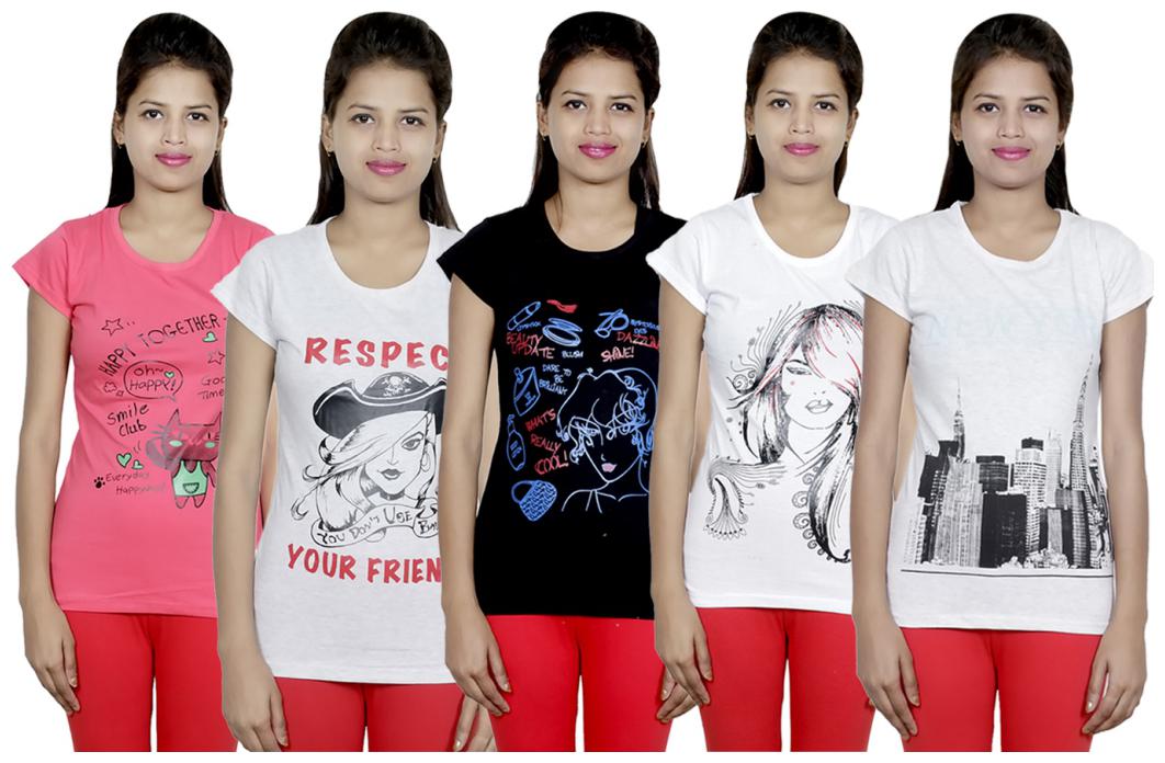 

IndiWeaves Girls Cotton T-Shirt(Pack Of 5 T-Shirt) Combo Offer