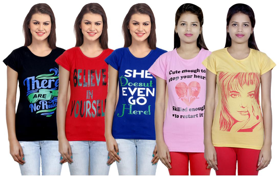 

IndiWeaves Girls Cotton T-Shirt(Pack Of 5 T-Shirt) Combo Offer