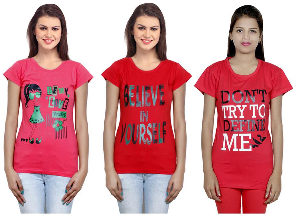 

IndiWeaves Girls Cotton T-Shirt Pack of -3