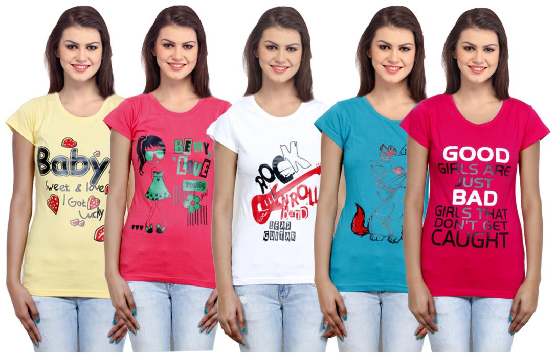 

IndiWeaves Girls Cotton T-Shirt(Pack Of 5 T-Shirt) Combo Offer