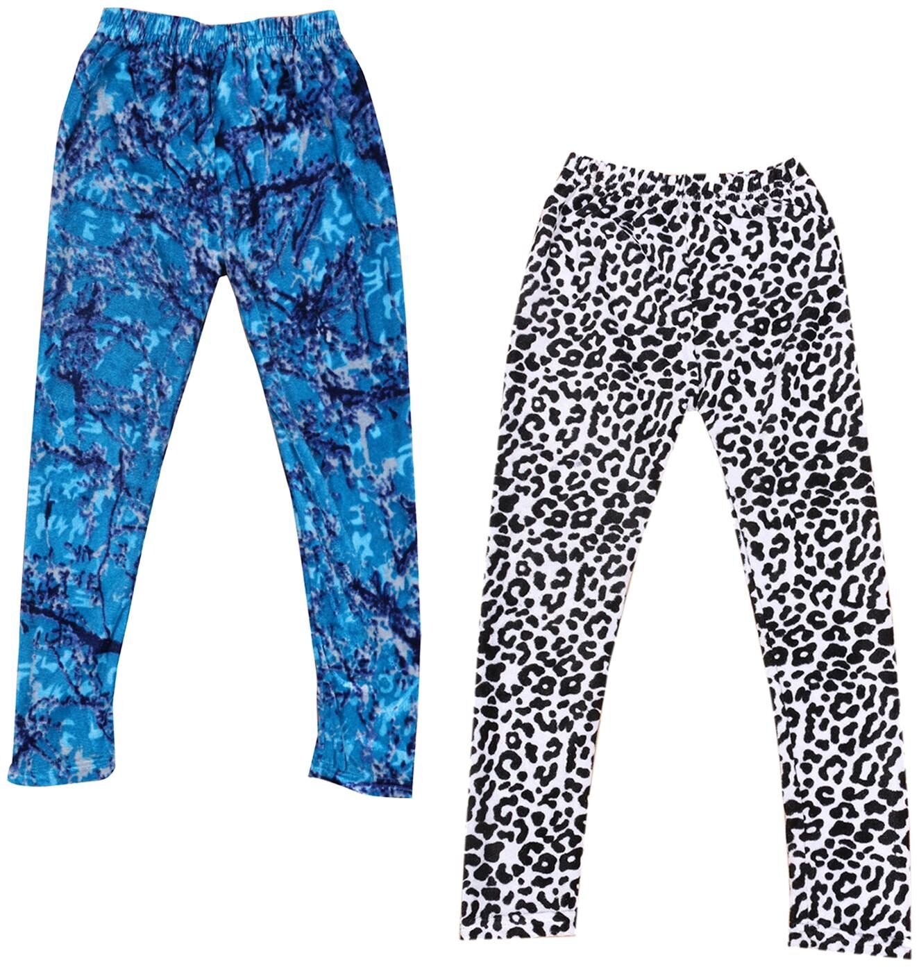 

IndiWeaves Girls Velvet Printed Leggings Pack of 2