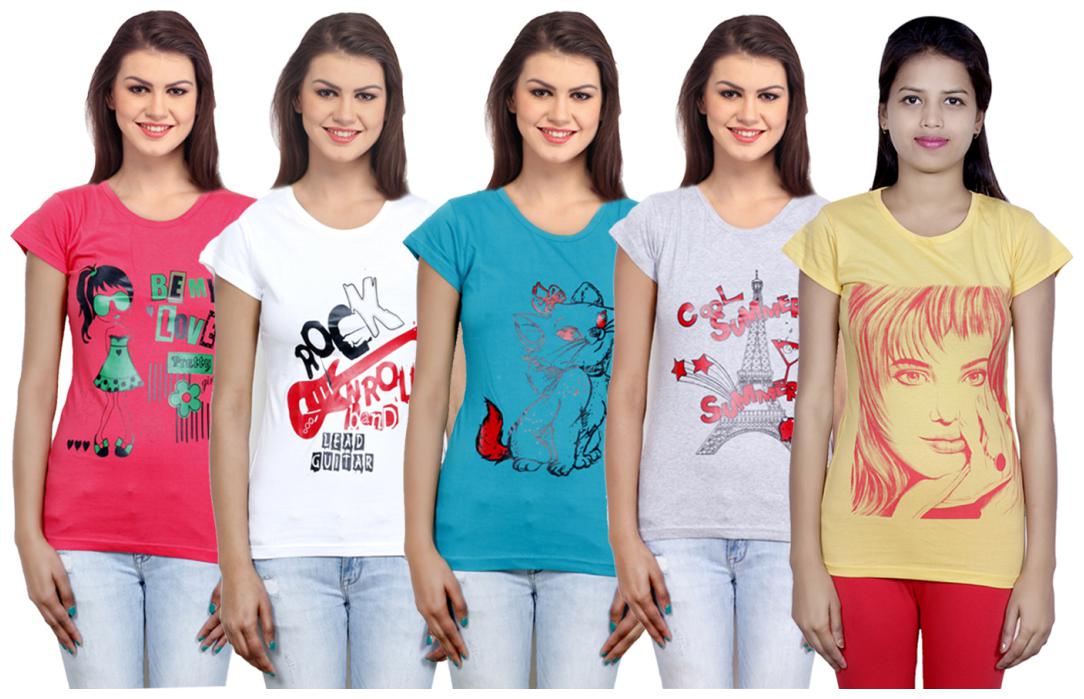 

IndiWeaves Girls Cotton T-Shirt(Pack Of 5 T-Shirt) Combo Offer