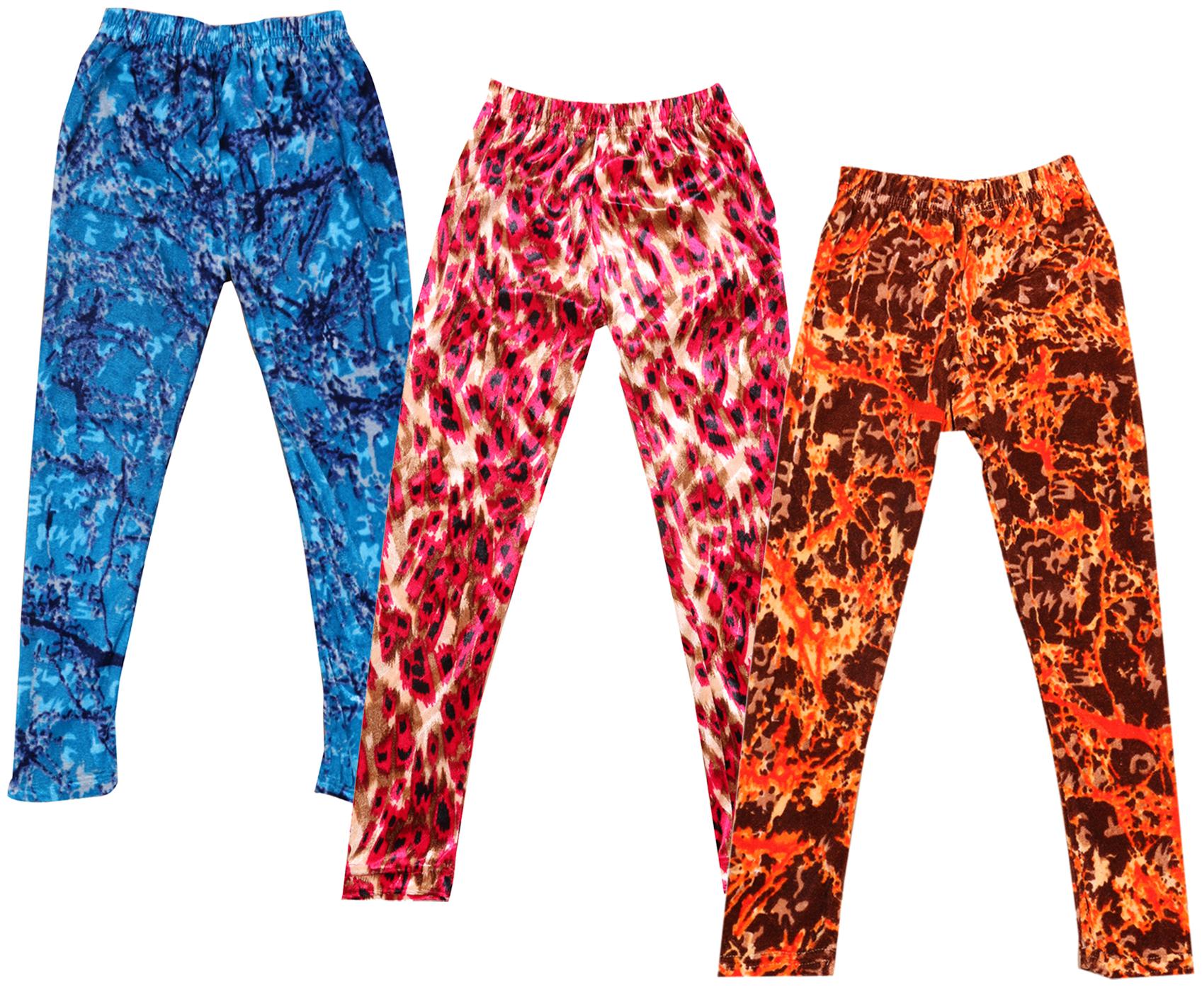 

IndiWeaves Girls Velvet Printed Leggings Pack of 3