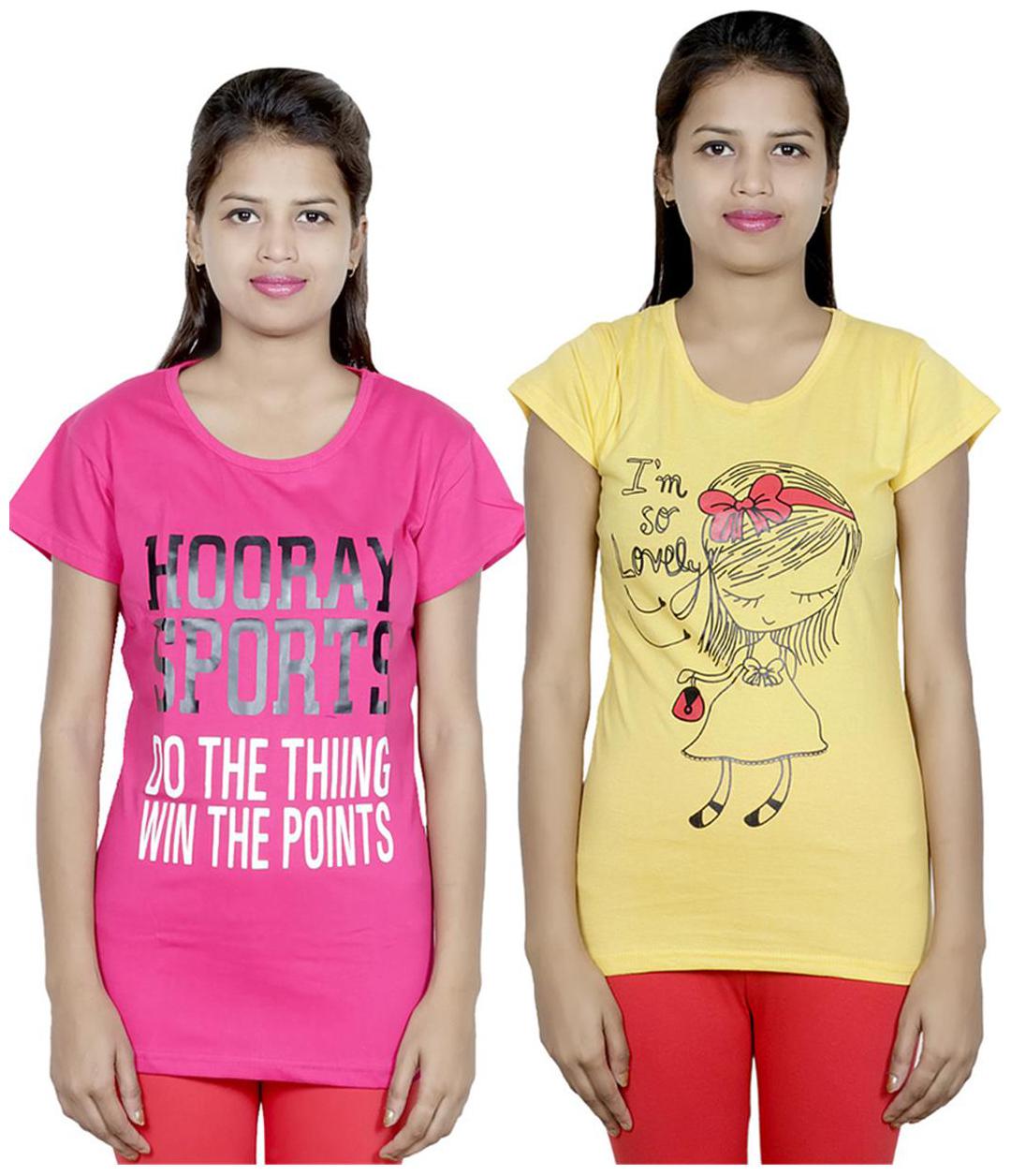 

IndiWeaves Girls Cotton T-Shirt Pack of -2