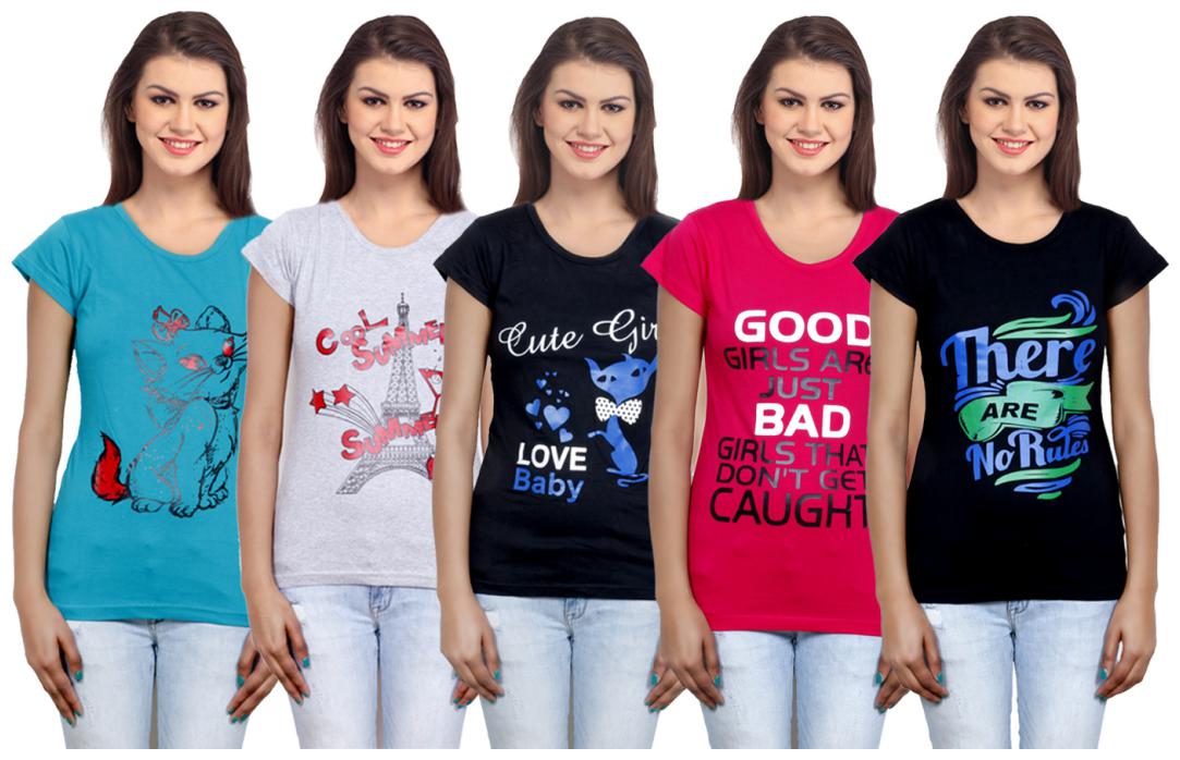 

IndiWeaves Girls Cotton T-Shirt(Pack Of 5 T-Shirt) Combo Offer