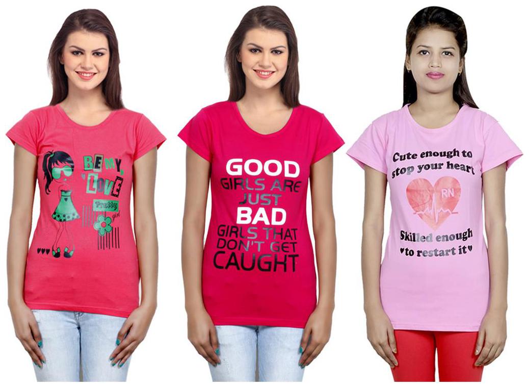 

IndiWeaves Girls Cotton T-Shirt Pack of -3