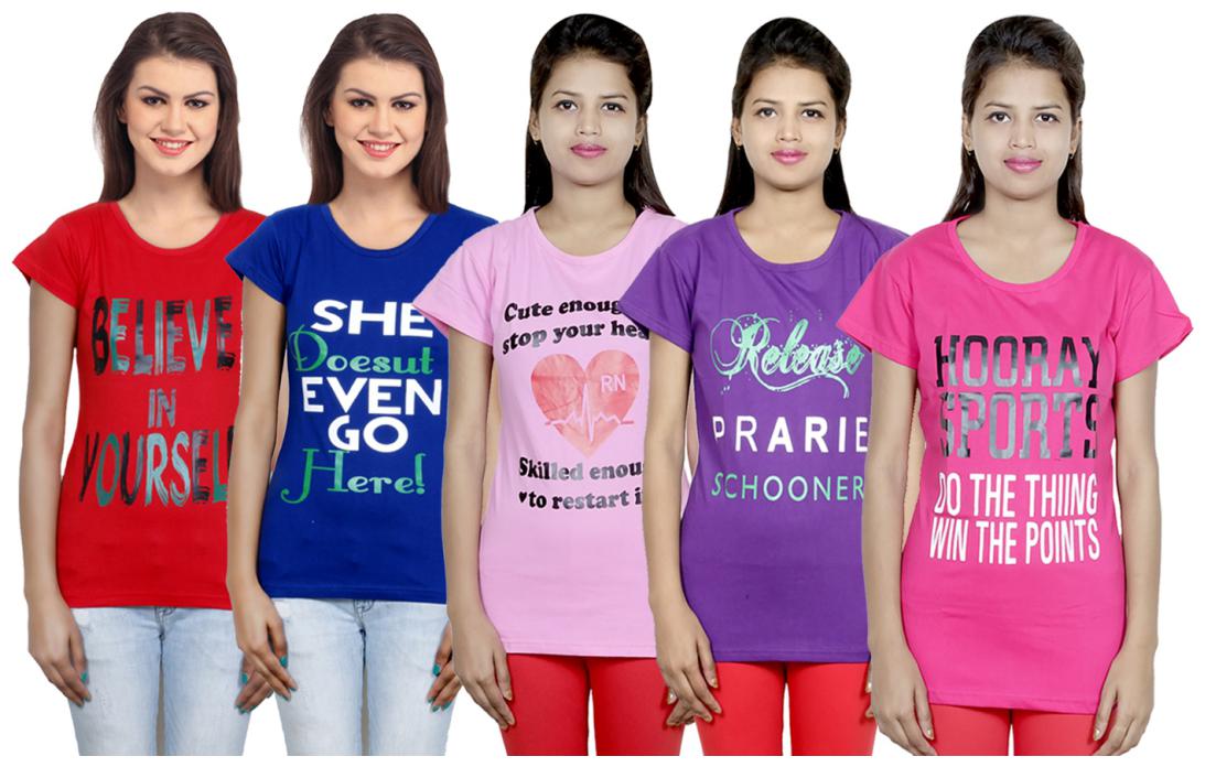 

IndiWeaves Girls Cotton T-Shirt(Pack Of 5 T-Shirt) Combo Offer