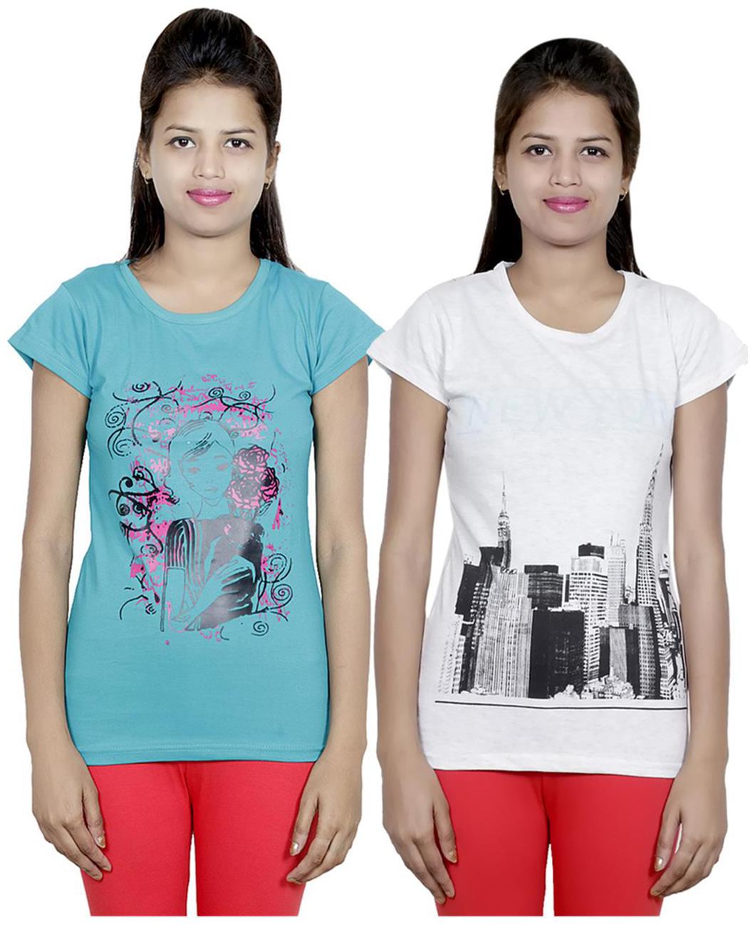 

IndiWeaves Girls Cotton T-Shirt Pack of -2