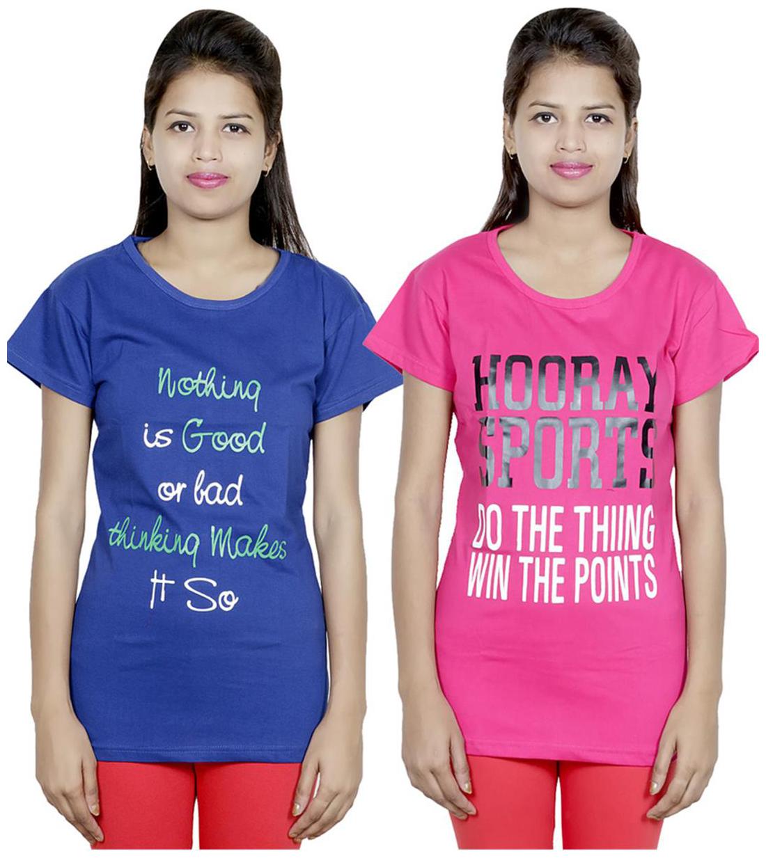 

IndiWeaves Girls Cotton T-Shirt Pack of -2