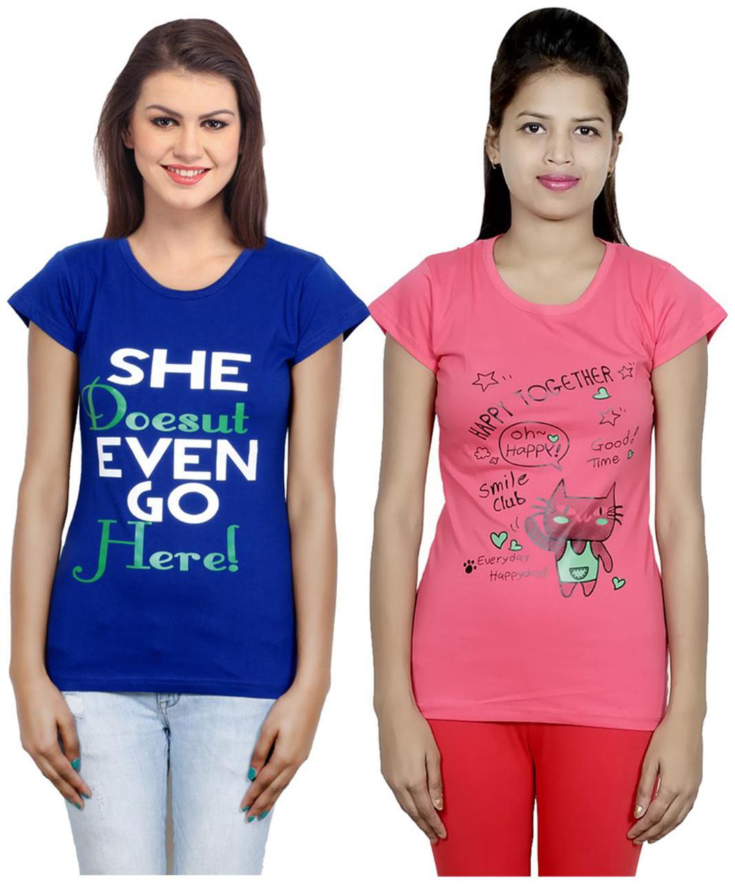 

IndiWeaves Girls Cotton T-Shirt Pack of -2