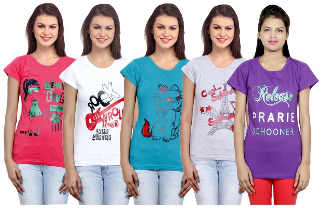 

IndiWeaves Girls Cotton T-Shirt(Pack Of 5 T-Shirt) Combo Offer