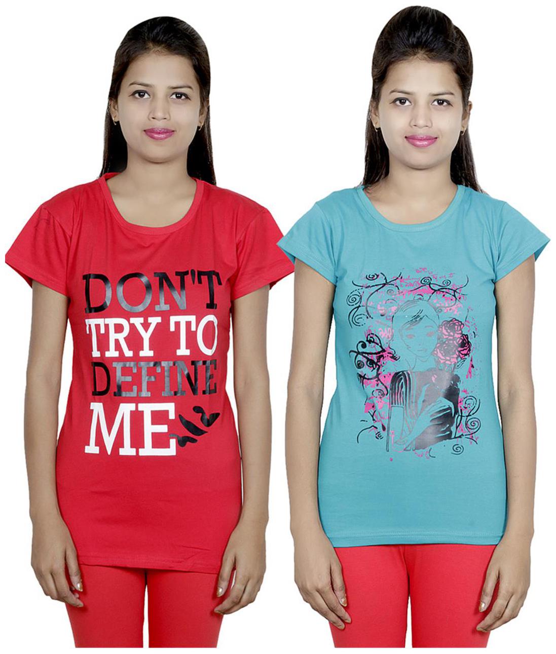 

IndiWeaves Girls Cotton T-Shirt Pack of -2