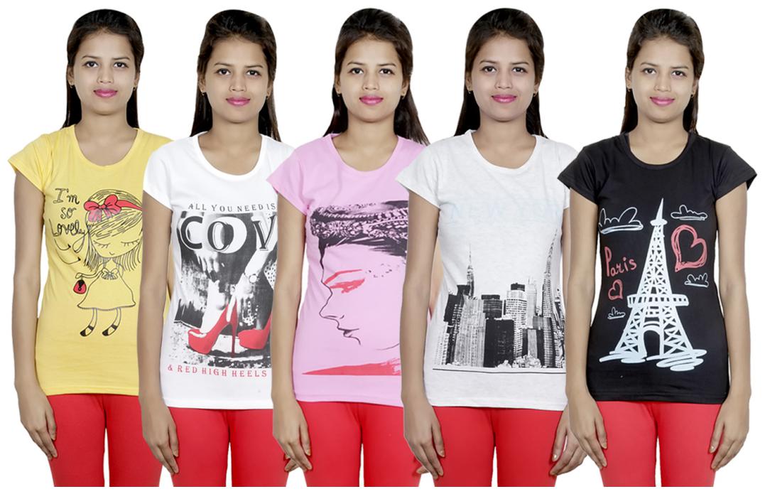 

IndiWeaves Girls Cotton T-Shirt(Pack Of 5 T-Shirt) Combo Offer