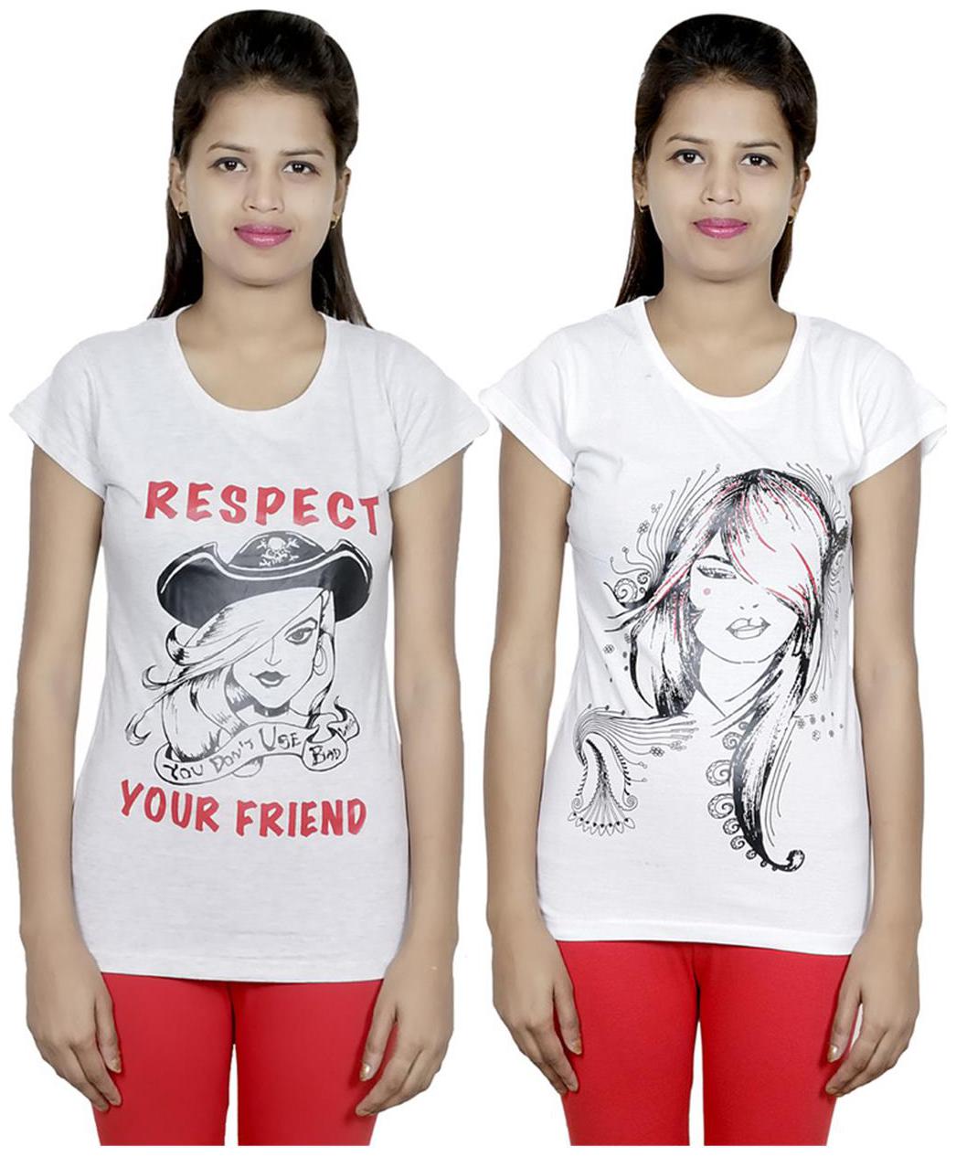 

IndiWeaves Girls Cotton T-Shirt Pack of -2