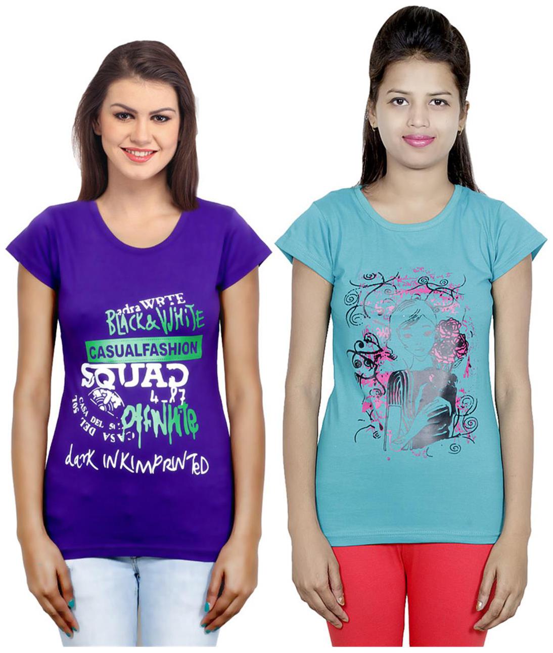 

IndiWeaves Girls Cotton T-Shirt Pack of -2