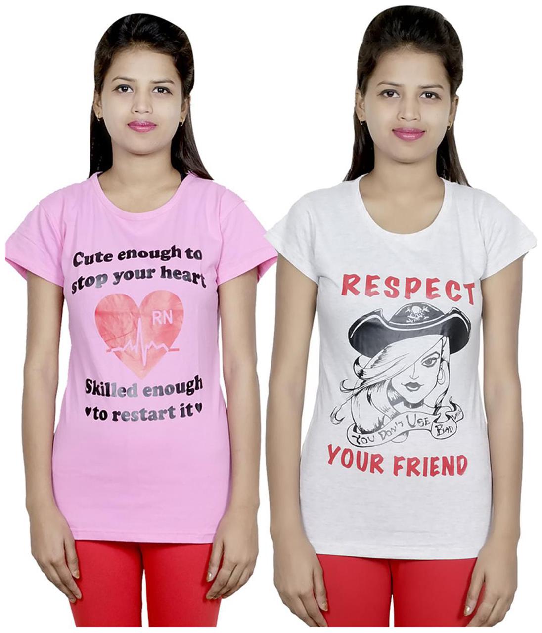 

IndiWeaves Girls Cotton T-Shirt Pack of -2