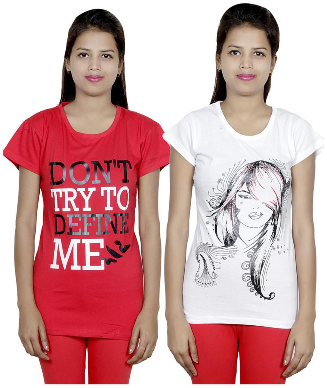 

IndiWeaves Girls Cotton T-Shirt Pack of -2