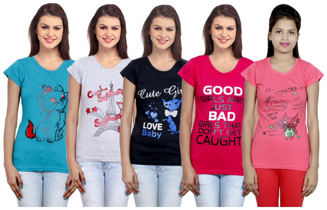 

IndiWeaves Girls Cotton T-Shirt(Pack Of 5 T-Shirt) Combo Offer