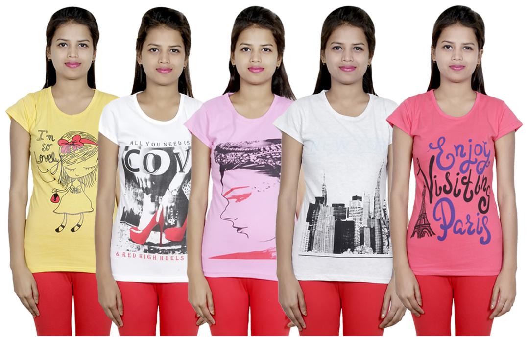 

IndiWeaves Girls Cotton T-Shirt(Pack Of 5 T-Shirt) Combo Offer