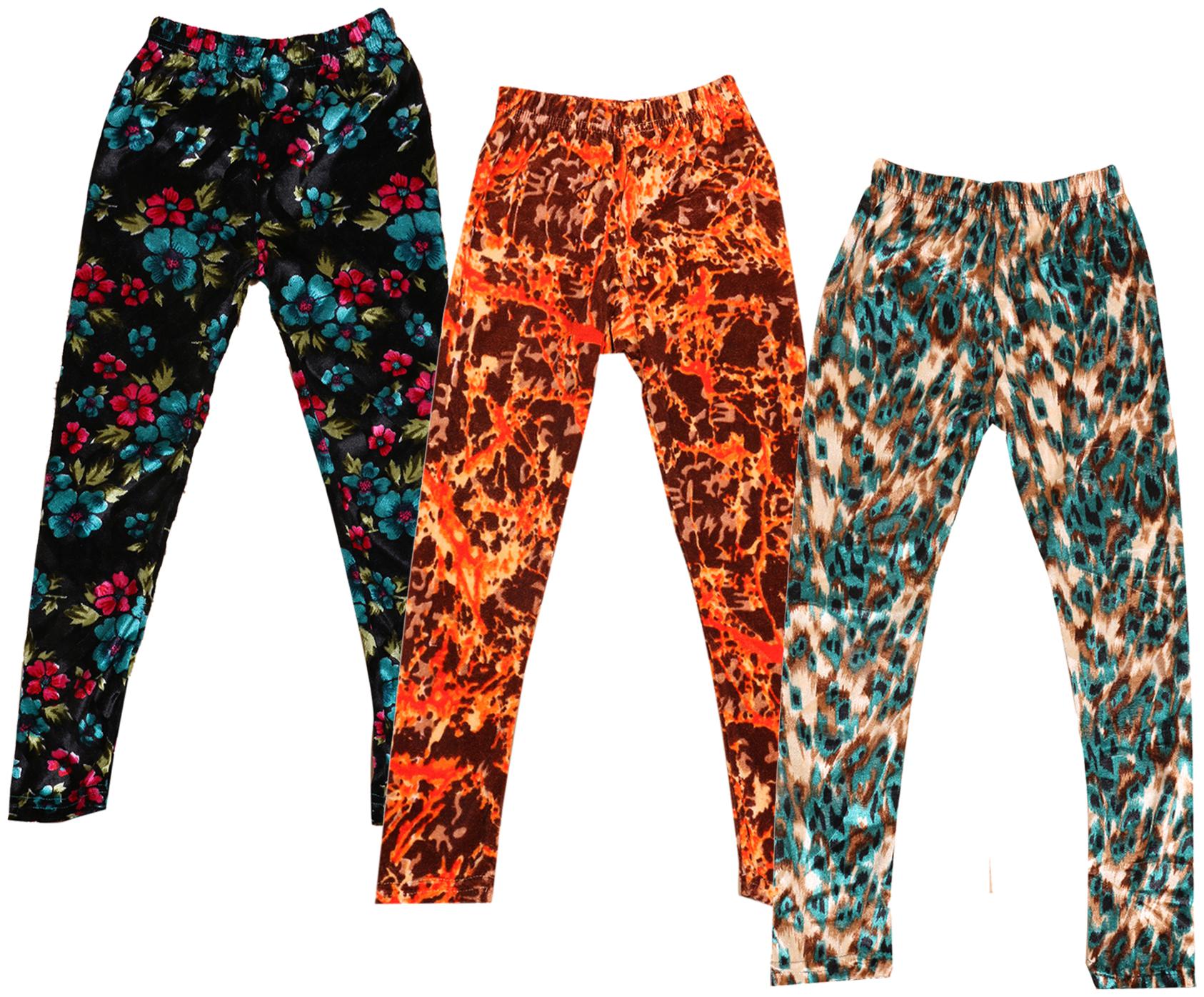 

IndiWeaves Girls Velvet Printed Leggings Pack of 3