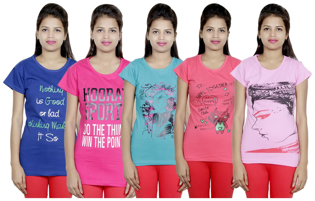 

IndiWeaves Girls Cotton T-Shirt(Pack Of 5 T-Shirt) Combo Offer