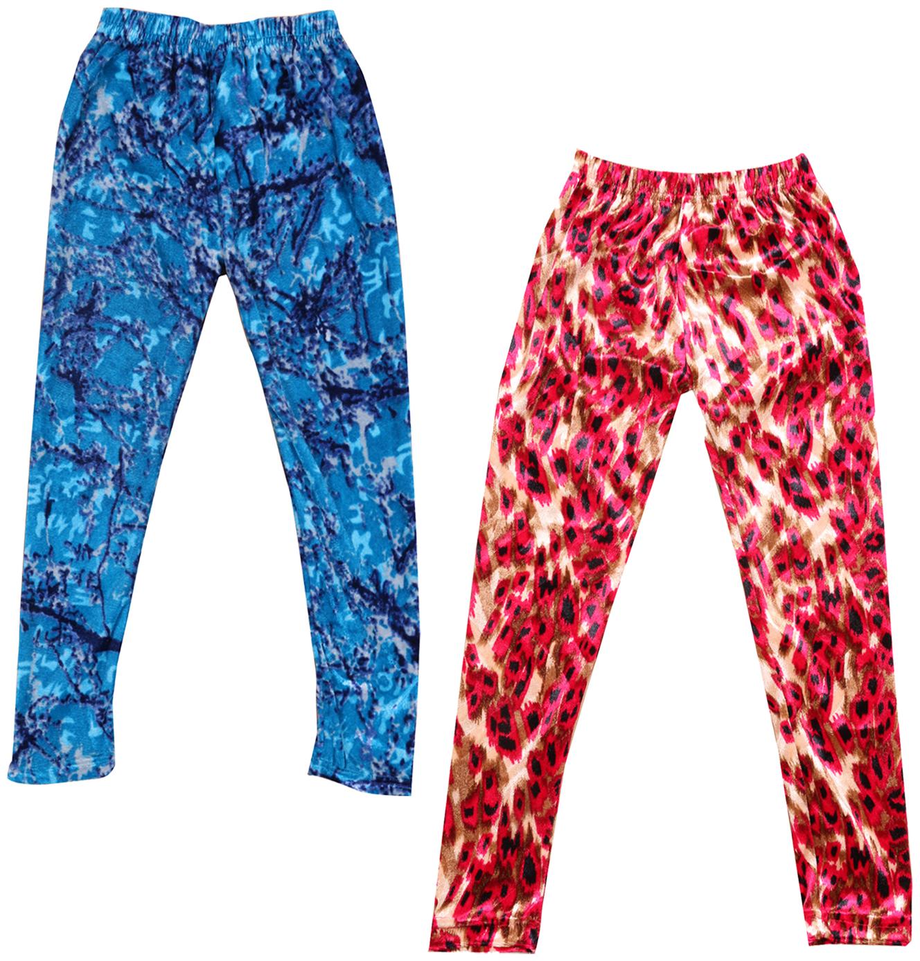 

IndiWeaves Girls Velvet Printed Leggings Pack of 2