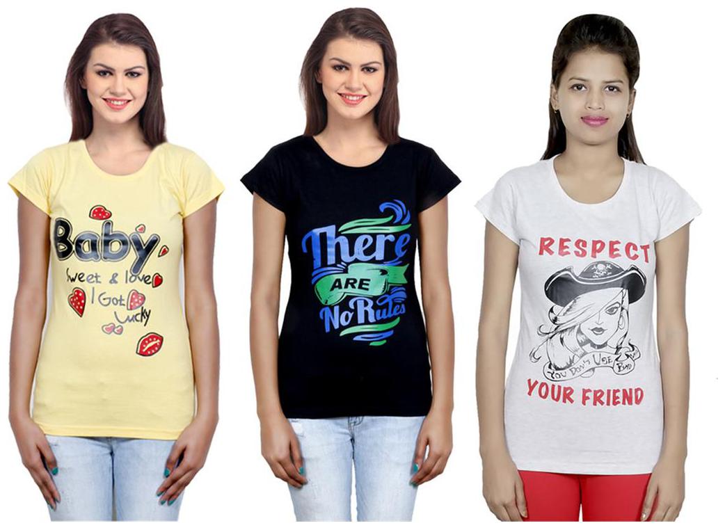 

IndiWeaves Girls Cotton T-Shirt Pack of -3